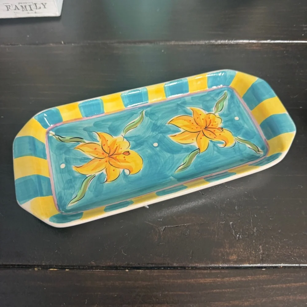 Heather Outlaw Flora Dora Essex Hand Painted Ceramic Platter Fleurtations